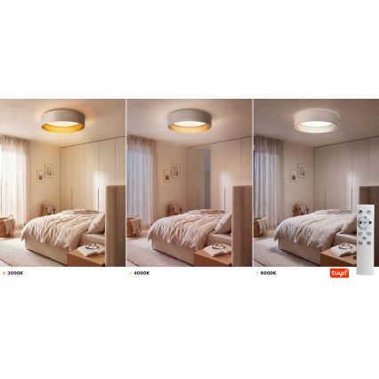Brilagi - LED dimbare plafondlamp VELVET SMARTIX STARS LED/24W/230V 3000–6000K Ø 45 cm crème/goud Wi‑Fi Tuya Beacon + afstandsbediening