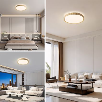 Brilagi - Dimbare LED-plafondlamp CORVO LED/72W/230V 3000-6000K houtdecor Ø 50 cm + afstandsbediening