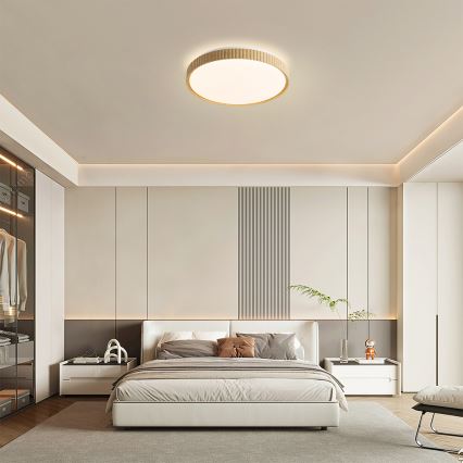 Brilagi - Dimbare LED-plafondlamp CORVO LED/72W/230V 3000-6000K houtdecor Ø 50 cm + afstandsbediening