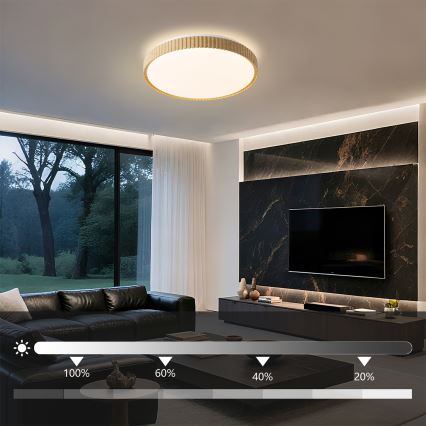 Brilagi - Dimbare LED-plafondlamp CORVO LED/72W/230V 3000-6000K houtdecor Ø 50 cm + afstandsbediening