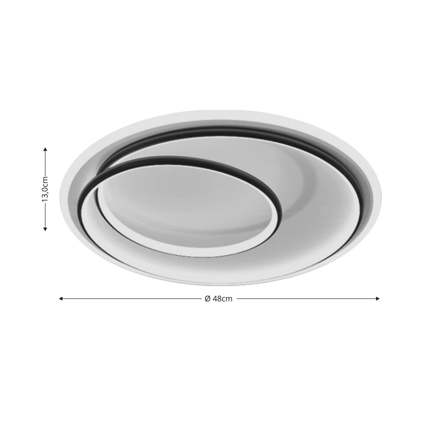 Brilagi - LED-dimbare plafondlamp FLARE LED/38W/230V 3000-6000K Ø 48 cm zwart/wit + afstandsbediening
