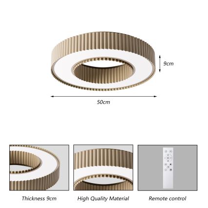 Brilagi - LED dimbare plafondlamp LUMIX LED/48W/230V 3000-6000K beige Ø 50 cm + afstandsbediening