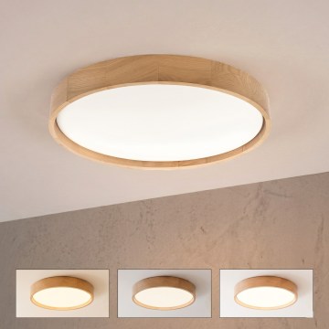 Brilagi - LED dimbare plafondlamp MANAROLA REMOTE LED/36W/230V 3000-6500K Ø51 cm eiken + afstandsbediening