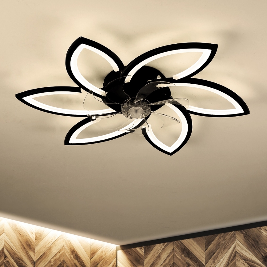 Brilagi - LED Dimbare plafondlamp met ventilator LED/50W/230V 3000-6500K zwart + afstandsbediening