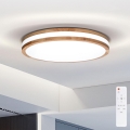 Brilagi - LED dimbare plafondlamp MOLINA LED/48W/230V 3000-6500K eiken pr. 38 cm + afstandsbediening