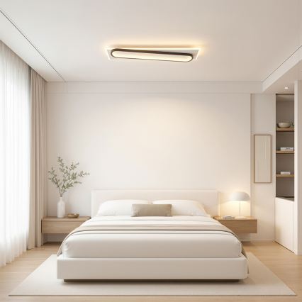 Brilagi - Dimbare LED plafondlamp OUTLINE LED/52W/230V 3000-6000K 15x60 cm wit/zwart + afstandsbediening