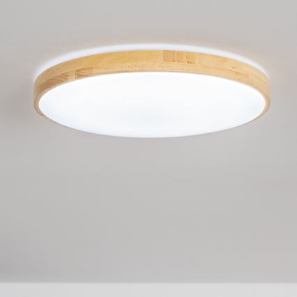 Brilagi - Dimbare LED-plafondlamp PINE LED/24W/230V hout Ø 42 cm 3000-6500K + afstandsbediening