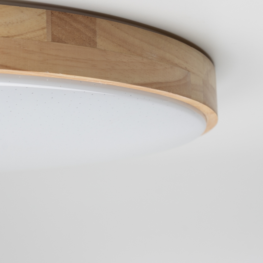 Brilagi - Dimbare LED-plafondlamp PINE LED/24W/230V hout Ø 42 cm 3000-6500K + afstandsbediening