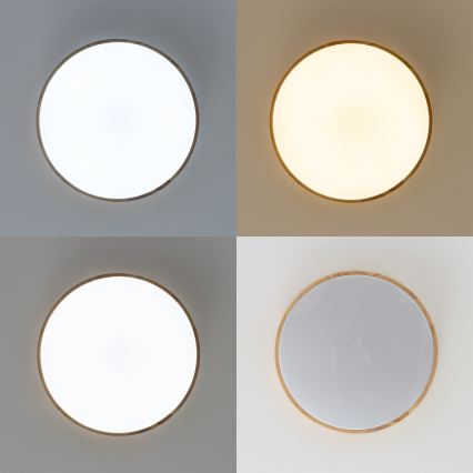 Brilagi - Dimbare LED-plafondlamp PINE LED/24W/230V hout Ø 42 cm 3000-6500K + afstandsbediening