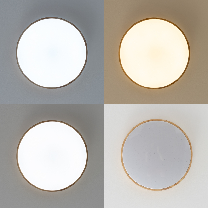 Brilagi - Dimbare LED-plafondlamp PINE LED/24W/230V hout Ø 42 cm 3000-6500K + afstandsbediening