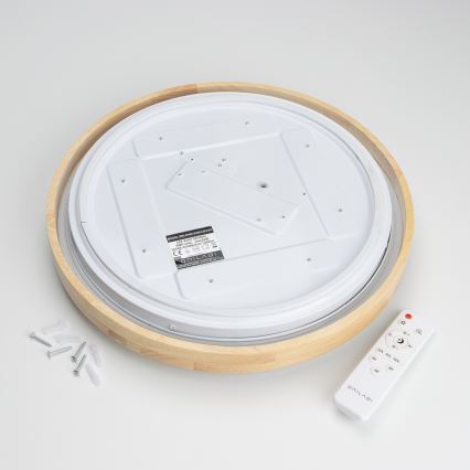 Brilagi - Dimbare LED-plafondlamp PINE LED/24W/230V hout Ø 42 cm 3000-6500K + afstandsbediening