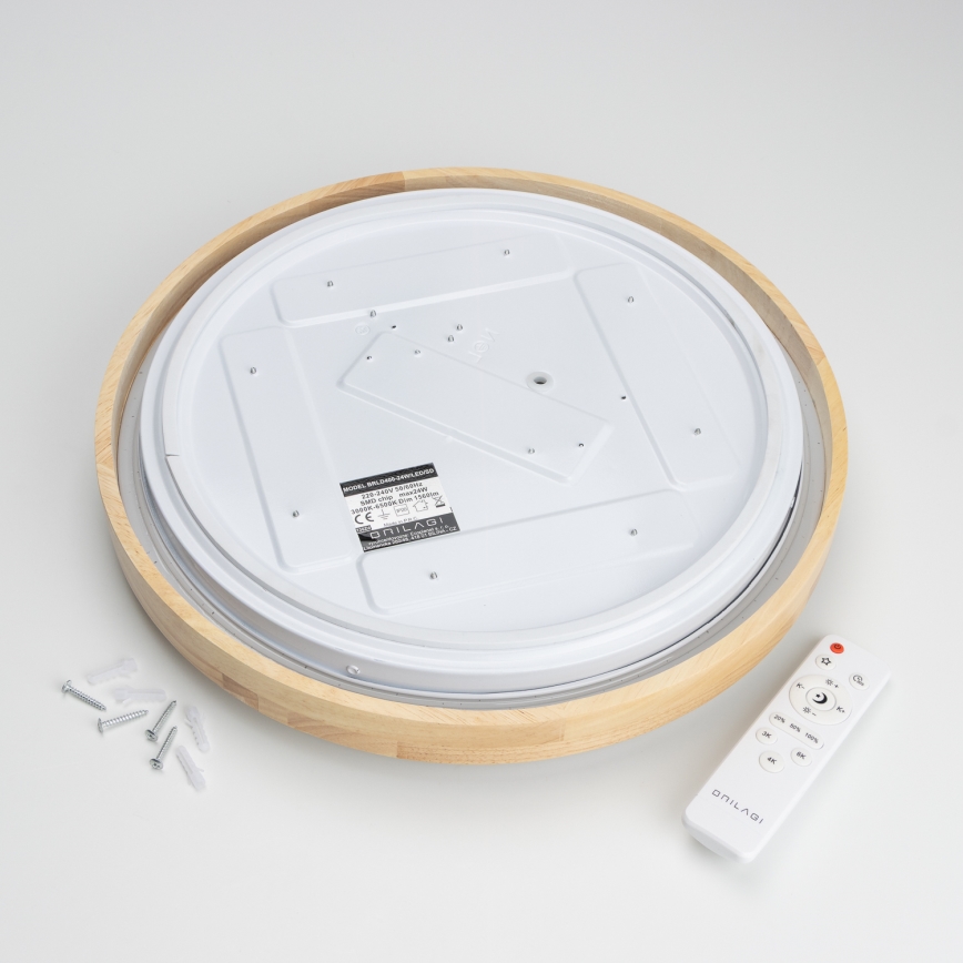 Brilagi - Dimbare LED-plafondlamp PINE LED/24W/230V hout Ø 42 cm 3000-6500K + afstandsbediening