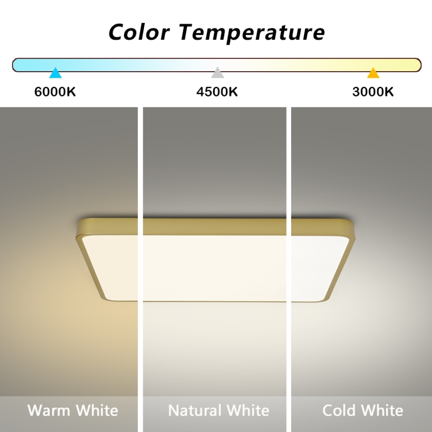 Brilagi - LED-dimbare plafondlamp POOL LED/36W/230V 3000-6000K 40x40 cm goud + afstandsbediening