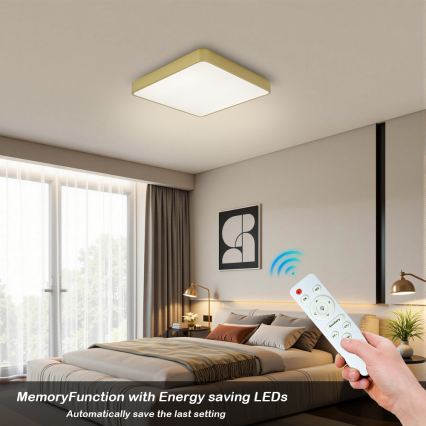 Brilagi - LED-dimbare plafondlamp POOL LED/36W/230V 3000-6000K 40x40 cm goud + afstandsbediening