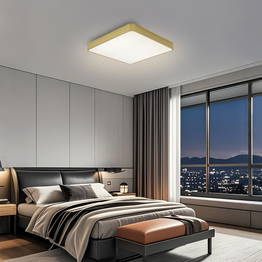 Brilagi - LED-dimbare plafondlamp POOL LED/36W/230V 3000-6000K 40x40 cm goud + afstandsbediening