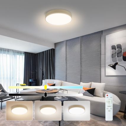 Brilagi - LED Dimbare plafondlamp POOL LED/36W/230V 3000-6000K Ø 30 cm beige + afstandsbediening