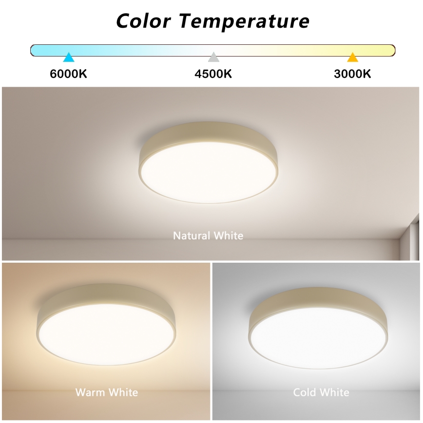 Brilagi - LED Dimbare plafondlamp POOL LED/36W/230V 3000-6000K Ø 30 cm beige + afstandsbediening