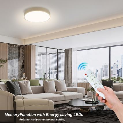 Brilagi - LED Dimbare plafondlamp POOL LED/36W/230V 3000-6000K Ø 30 cm beige + afstandsbediening