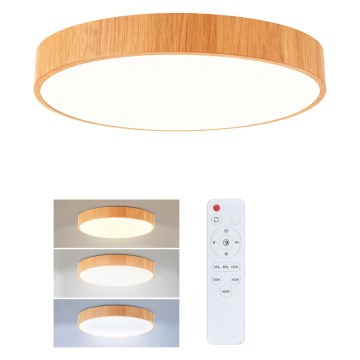 Brilagi - LED-dimbare plafondlamp POOL LED/36W/230V 3000-6000K Ø 30 cm houtdecor + afstandsbediening
