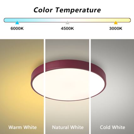 Brilagi - LED dimbare plafondlamp POOL LED/48W/230V 3000-6000K Ø 40 cm bordeaux + afstandsbediening