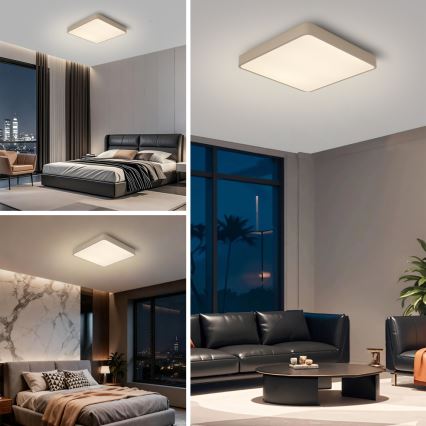 Brilagi - LED dimbare plafondlamp POOL LED/48W/230V 3000-6000K 50x50 cm beige + afstandsbediening