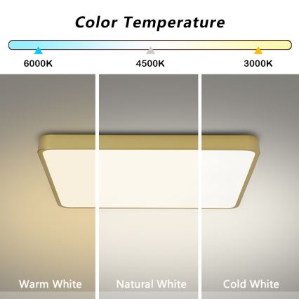 Brilagi - LED-dimbare plafondlamp POOL LED/48W/230V 3000-6000K 50x50 cm gouden + afstandsbediening