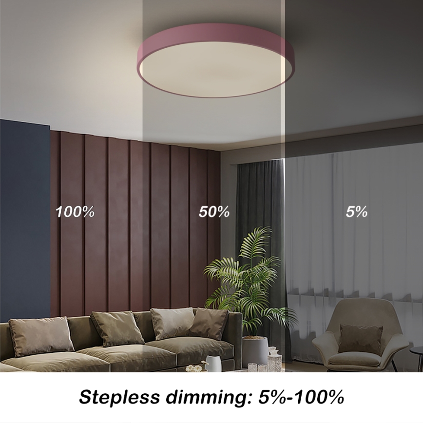 Brilagi - Dimbare LED-plafondlamp POOL LED/60W/230V 3000-6000K Ø 50 cm roze + afstandsbediening