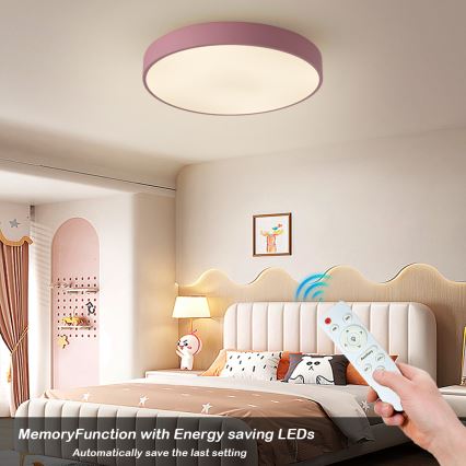 Brilagi - Dimbare LED-plafondlamp POOL LED/60W/230V 3000-6000K Ø 50 cm roze + afstandsbediening