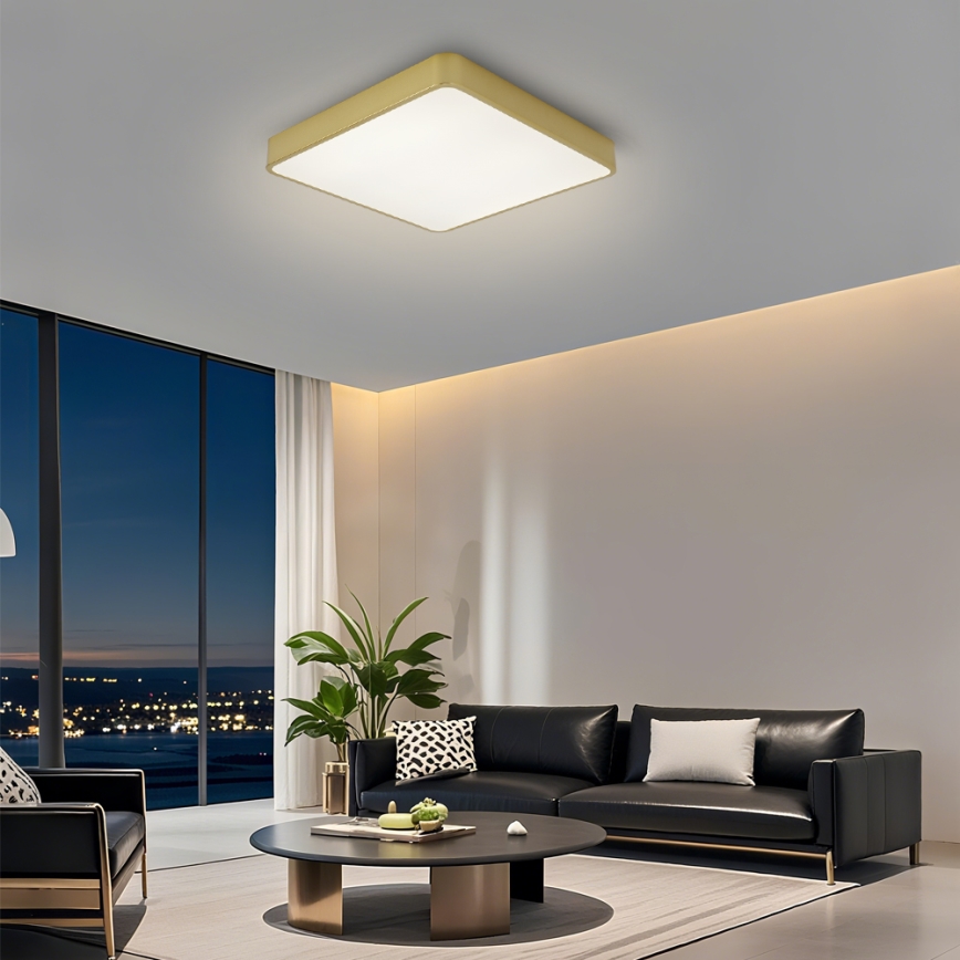 BRILAGI - LED-dimbare plafondlamp POOL SQUARE LED/48W/230V 3000-6000K 50x50 cm gouden + afstandsbediening