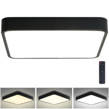 Brilagi - LED dimbare plafondlamp POOL SQUARE LED/48W/230V 3000-6000K 50x50 cm zwart + afstandsbediening