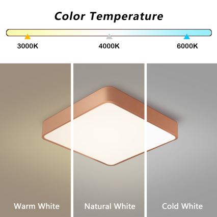 BRILAGI - Dimbare LED plafondlamp POOL SQUARE LED/48W/230V 3000-6000K 50x50 cm bronskleurig + inclusief afstandsbediening