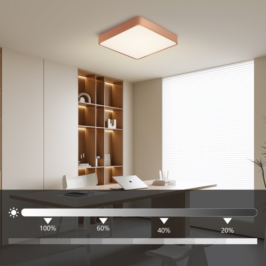 BRILAGI - Dimbare LED plafondlamp POOL SQUARE LED/48W/230V 3000-6000K 50x50 cm bronskleurig + inclusief afstandsbediening
