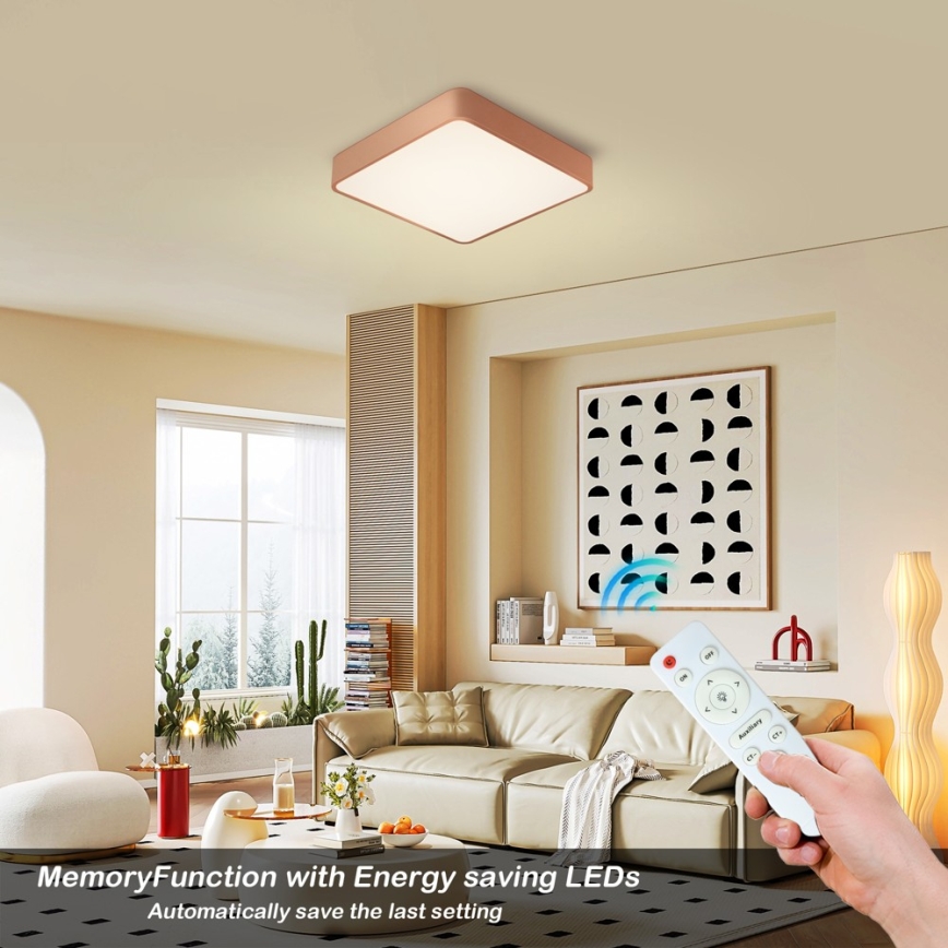 BRILAGI - Dimbare LED plafondlamp POOL SQUARE LED/48W/230V 3000-6000K 50x50 cm bronskleurig + inclusief afstandsbediening