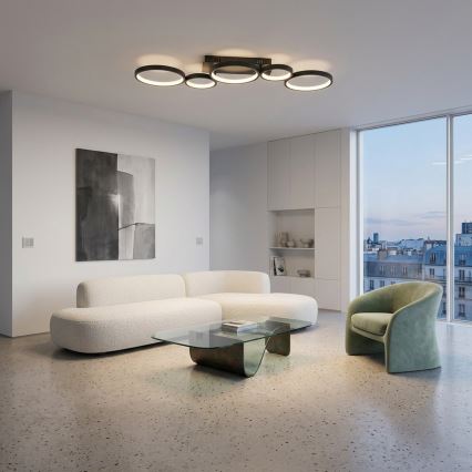 Brilagi - LED dimbare plafondlamp RINGO LED/34W/230V 3000-6000K 28x84 cm zwart + afstandsbediening