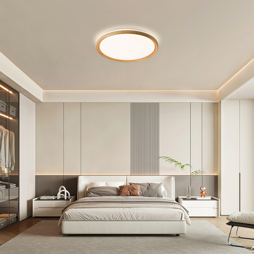 Brilagi - Dimbare LED-plafondlamp RIVO LED/72W/230V 3000-6000K houtlook Ø 50 cm + afstandsbediening