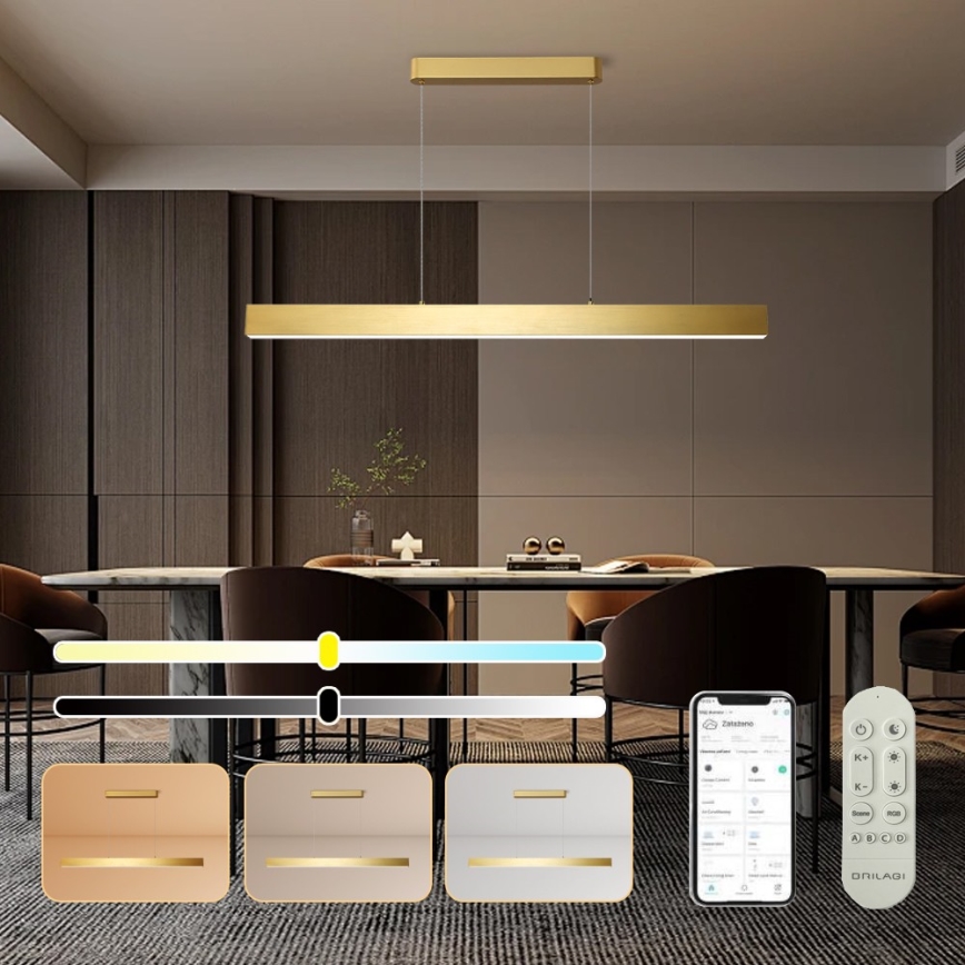 Brilagi - LED dimbare hanglamp aan kabel SLEEKLINE SMART LED/40W/230V 3000-6000K Wi-Fi Tuya goud + afstandsbediening