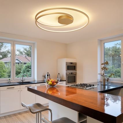 Brilagi - Dimbare LED-plafondlamp TWISTER LED/105W/230V 3000-6000K Ø 100 cm goudkleurig + afstandsbediening