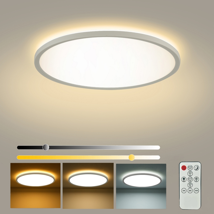 Brilagi - LED dimbare plafondlamp ULTRA SLIM LED/24W/230V 2700-6500K Ø 42 cm wit + afstandsbediening