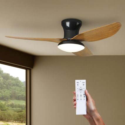 Brilagi - LED dimbare plafondventilator LED/30W/230V 3000-6500K zwart/bruin + afstandsbediening