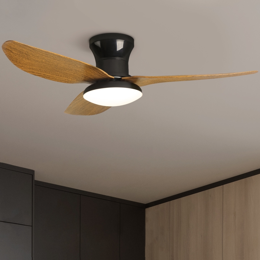 Brilagi - LED dimbare plafondventilator LED/30W/230V 3000-6500K zwart/bruin + afstandsbediening