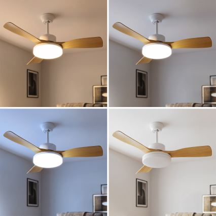Brilagi - Dimbare LED-plafondventilator 34W/230V 3000–6500K Ø106 cm wit/bruin + afstandsbediening