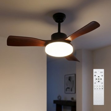 Brilagi - LED-dimbare plafondventilator LED/34W/230V 106 cm zwart/bruin + afstandsbediening