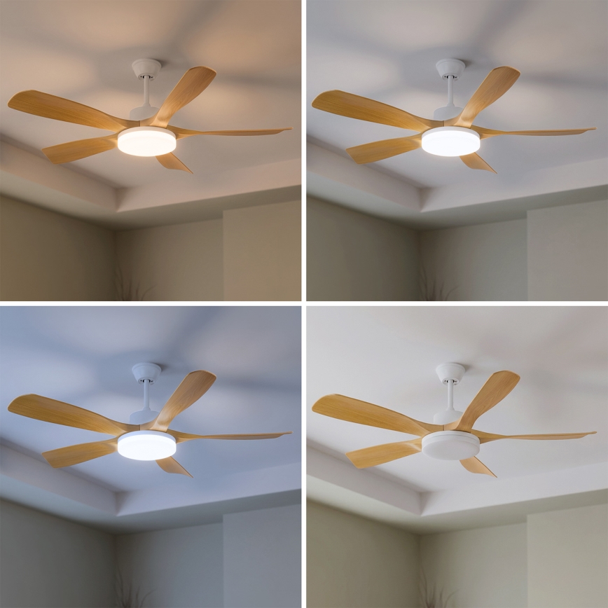 Brilagi - Dimbare LED-plafondventilator LED/34W/230V 3000-6500K Ø 132 cm wit/bruin + afstandsbediening