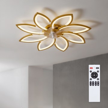 Brilagi - LED-dimbare plafondventilator LED/43W/230V 3000-6500K Ø 90 cm goudkleurig + afstandsbediening