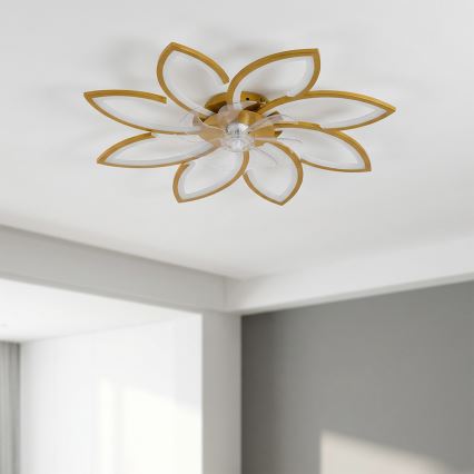 Brilagi - LED-dimbare plafondventilator LED/43W/230V 3000-6500K Ø 90 cm goudkleurig + afstandsbediening