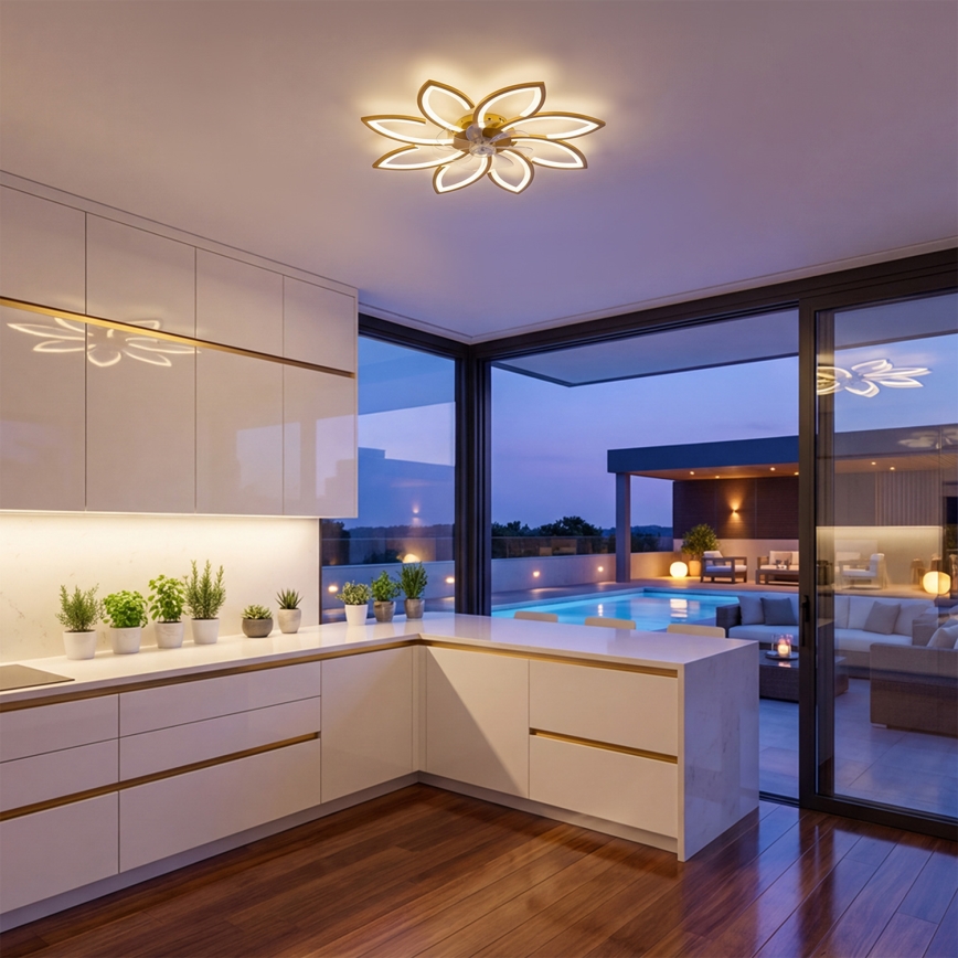 Brilagi - LED-dimbare plafondventilator LED/43W/230V 3000-6500K Ø 90 cm goudkleurig + afstandsbediening