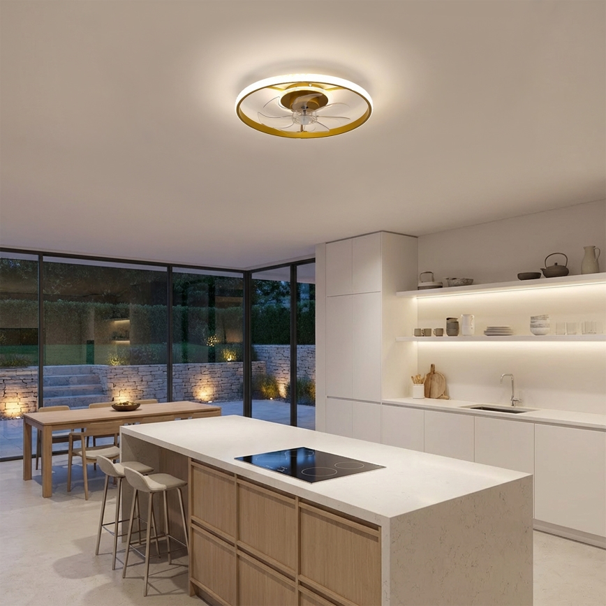 Brilagi - LED Dimbare plafondventilator LED/66W/230V 55 cm wit/goud + afstandsbediening