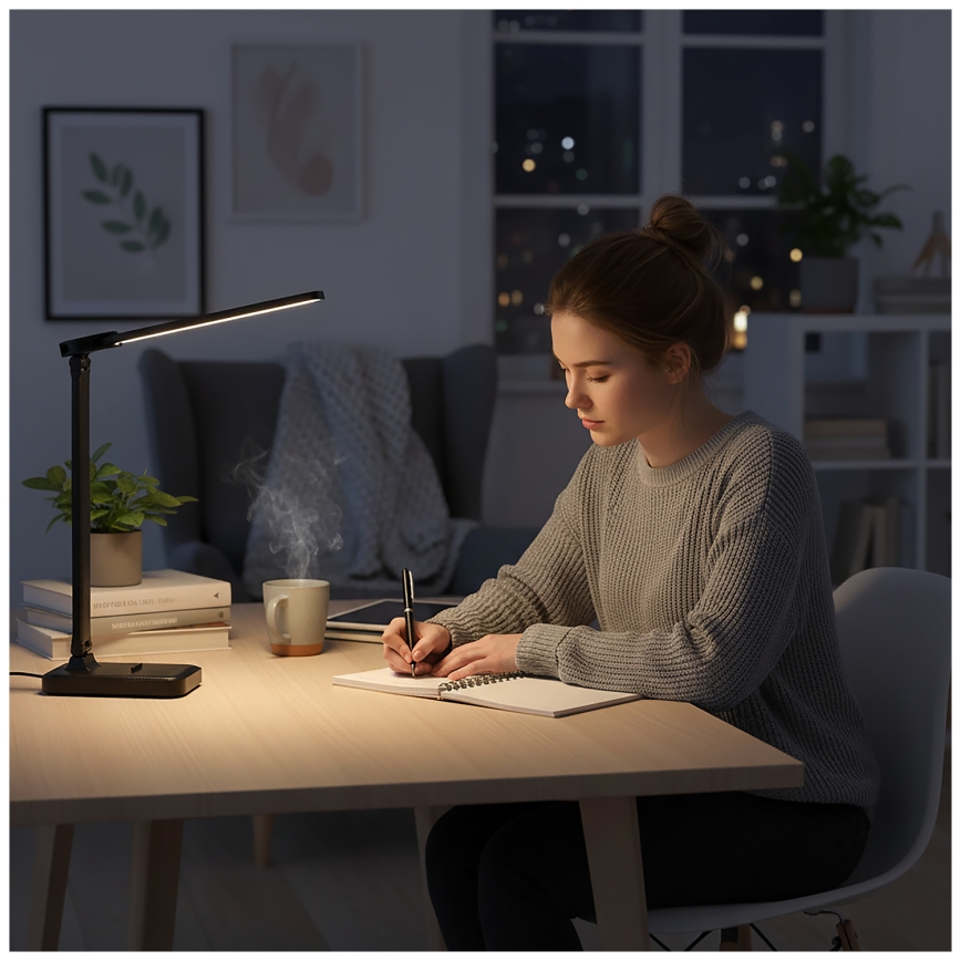 Brilagi - LED-dimbare tafellamp MODO DUO LED/8W/5V 3000/4000/6500K zwart
