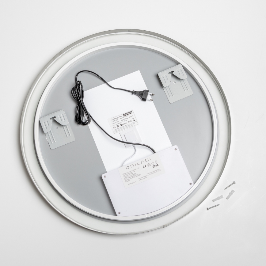 Brilagi - LED-dimbare verwarmde badkamerspiegel met randverlichting ALU PRO LED/18W/230V Ø 60 cm 3000/4000/6500K IP44 glanzend chroom CRI 90