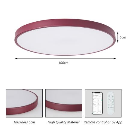 Brilagi - Dimbare LED zwembadarmatuur POOL SMART LED/128W/230V Ø 100 cm 3000–6000K Wi‑Fi Tuya + afstandsbediening bordeaux